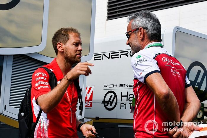 Sebastian Vettel, Ferrari y Beat Zehnder, Team Manager de Alfa Romeo Racing