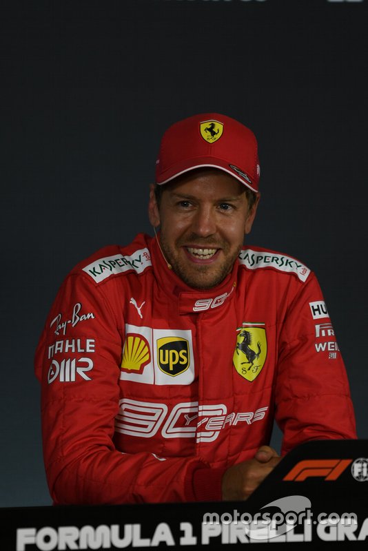 Sebastian Vettel, Ferrari, in the post Qualifying Press Conference
