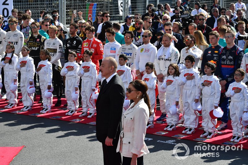 President of Azerbaijan Ilham Aliyev with his wife Mehriban Aliyeva on the grid