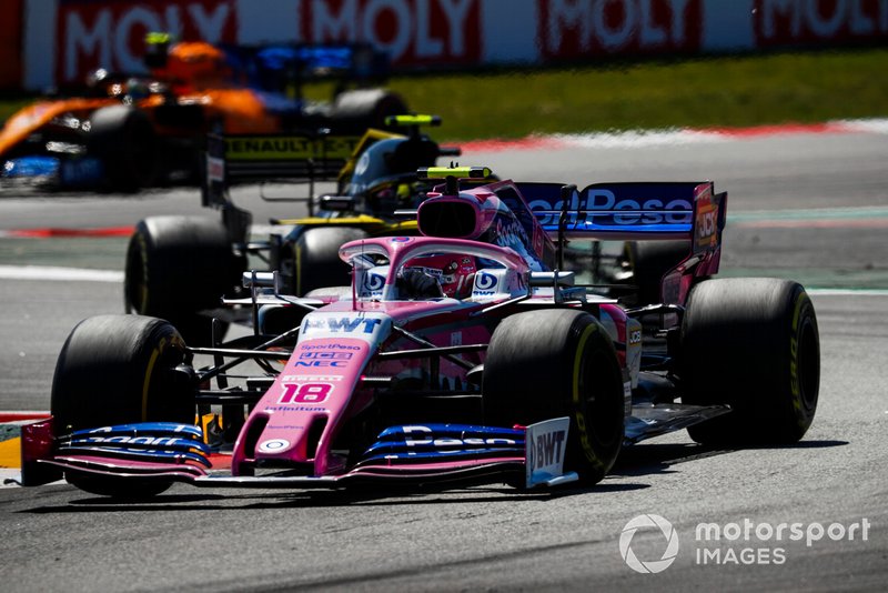 Lance Stroll, Racing Point RP19, precede Nico Hulkenberg, Renault R.S. 19