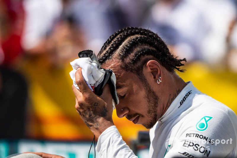 Lewis Hamilton, Mercedes AMG F1, 1st position, in Parc Ferme