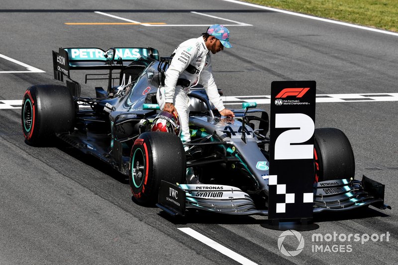 Lewis Hamilton, Mercedes AMG F1, inspects his car after Qualifying
