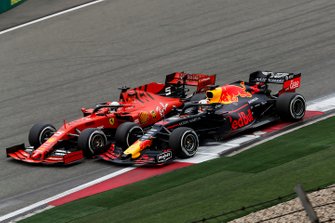 Sebastian Vettel, Ferrari SF90 en Max Verstappen, Red Bull Racing RB15