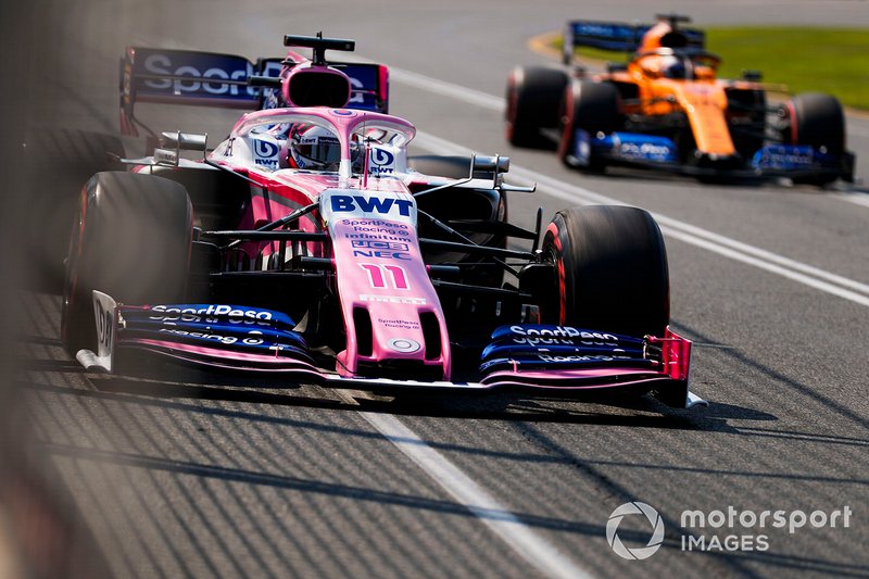 Sergio Perez, Racing Point RP19, Carlos Sainz Jr., McLaren MCL34