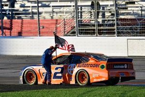 Brad Keselowski, Team Penske, Ford Mustang celebrates his win