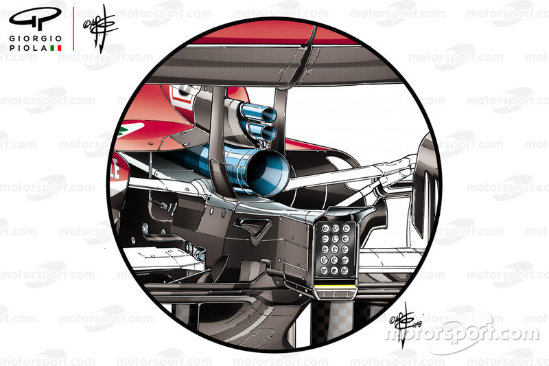 Ferrari SF71H, nuovo scarico