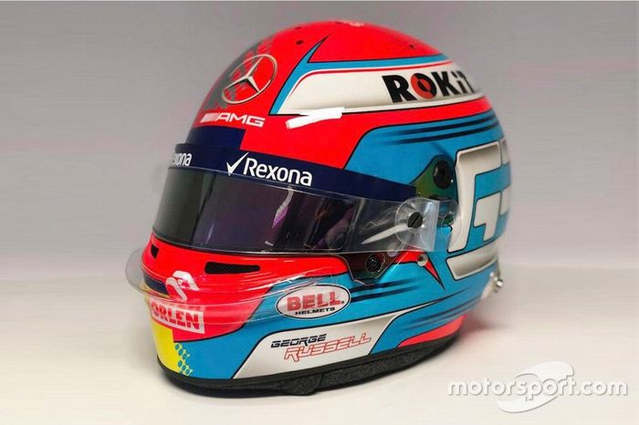 El casco de George Russell, Williams FW42, para el GP de China*