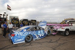 The car of Jimmie Johnson, Hendrick Motorsports Chevrolet after the crash