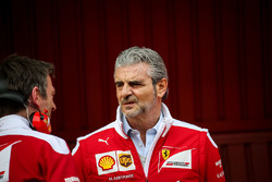 James Allison, Ferrari Chassis Technical Director with Maurizio Arrivabene, Ferrari Team Principal