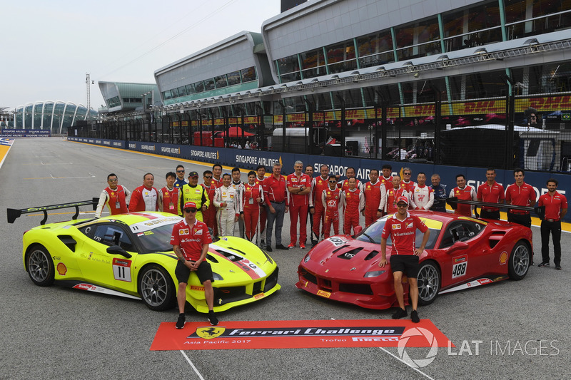 Kimi Raikkonen, Ferrari, Sebastian Vettel, Ferrari and Maurizio Arrivabene, Ferrari Team Principal, the Ferrari Challenge Asia Pacific 2017 drivers