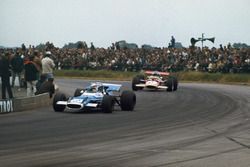 Jackie Stewart, Matra MS80 Ford, leads Jochen Rindt, Lotus 49B Ford