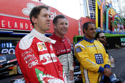 Sebastian Vettel, Tom Kristensen and Juan Pablo Montoya