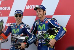 Le poleman Jorge Lorenzo, Yamaha Factory Racing, le troisième Valentino Rossi, Yamaha Factory Racing