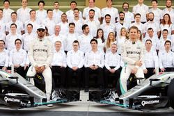 Lewis Hamilton, Mercedes AMG F1 and team mate Nico Rosberg, Mercedes AMG F1 W07 Hybrid at a team pho