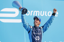 Sébastien Buemi, Renault e.Dams, celebrates on the podium