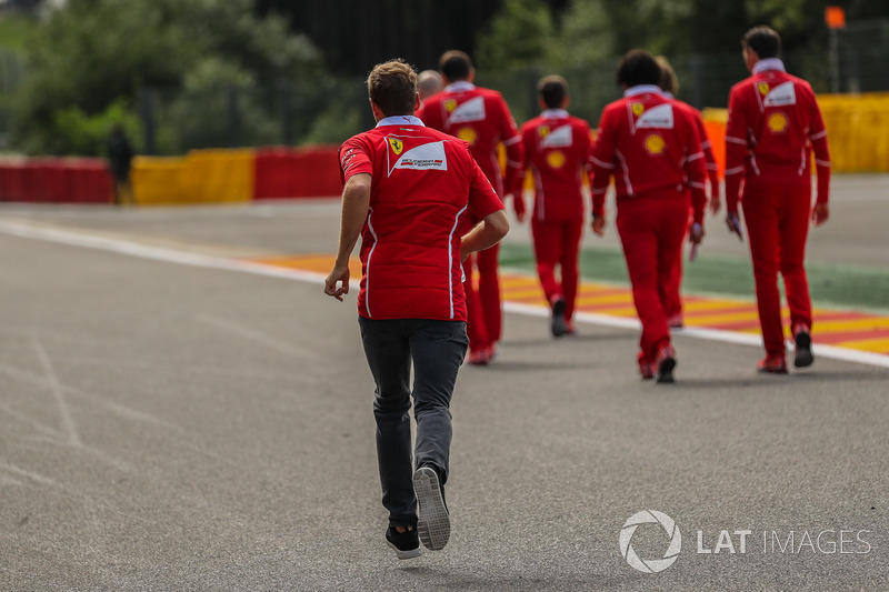 Sebastian Vettel, Ferrari walks the track