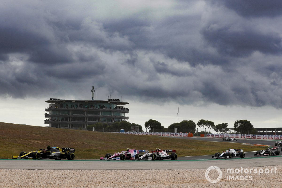 Esteban Ocon, Renault F1 Team R.S.20, Lance Stroll, Racing Point RP20, Antonio Giovinazzi, Alfa Romeo Racing C39, George Russell, Williams FW43, Romain Grosjean, Haas VF-20