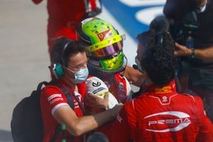 Race Winner Mick Schumacher, Prema Racing celebrates in Parc Ferme with his team