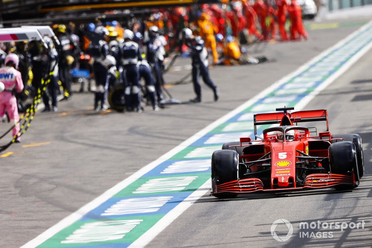 Sebastian Vettel, Ferrari SF1000 pit stop