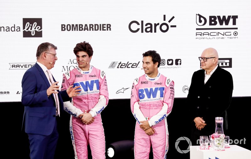 Sergio Pérez, Racing Point, Lance Stroll, Racing Point, Otmar Szafnauer, Director y CEO, Racing Point y Andreas Weissenbacher, CEO, BWT