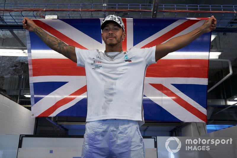 Lewis Hamilton, Mercedes AMG F1, celebrates winning the world championship