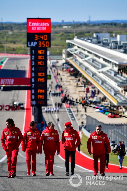 Charles Leclerc, Ferrari, walks the track