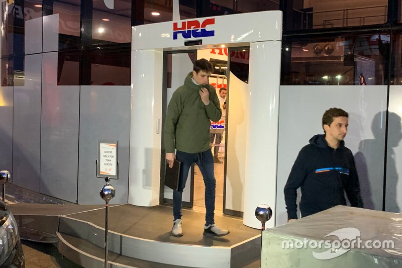 Alex Marquez at the Honda HRC motorhome
