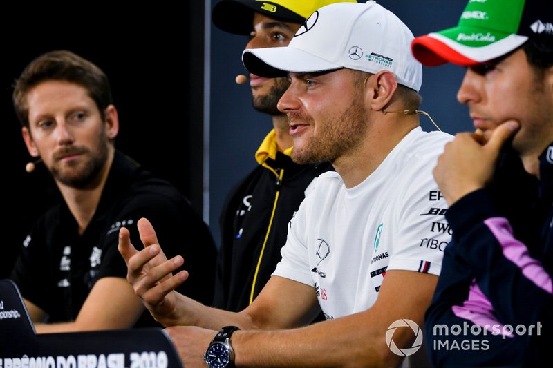 Romain Grosjean, Haas F1, Daniel Ricciardo, Renault F1 Team, Valtteri Bottas, Mercedes AMG F1 and Sergio Perez, Racing Point In the Press Conference