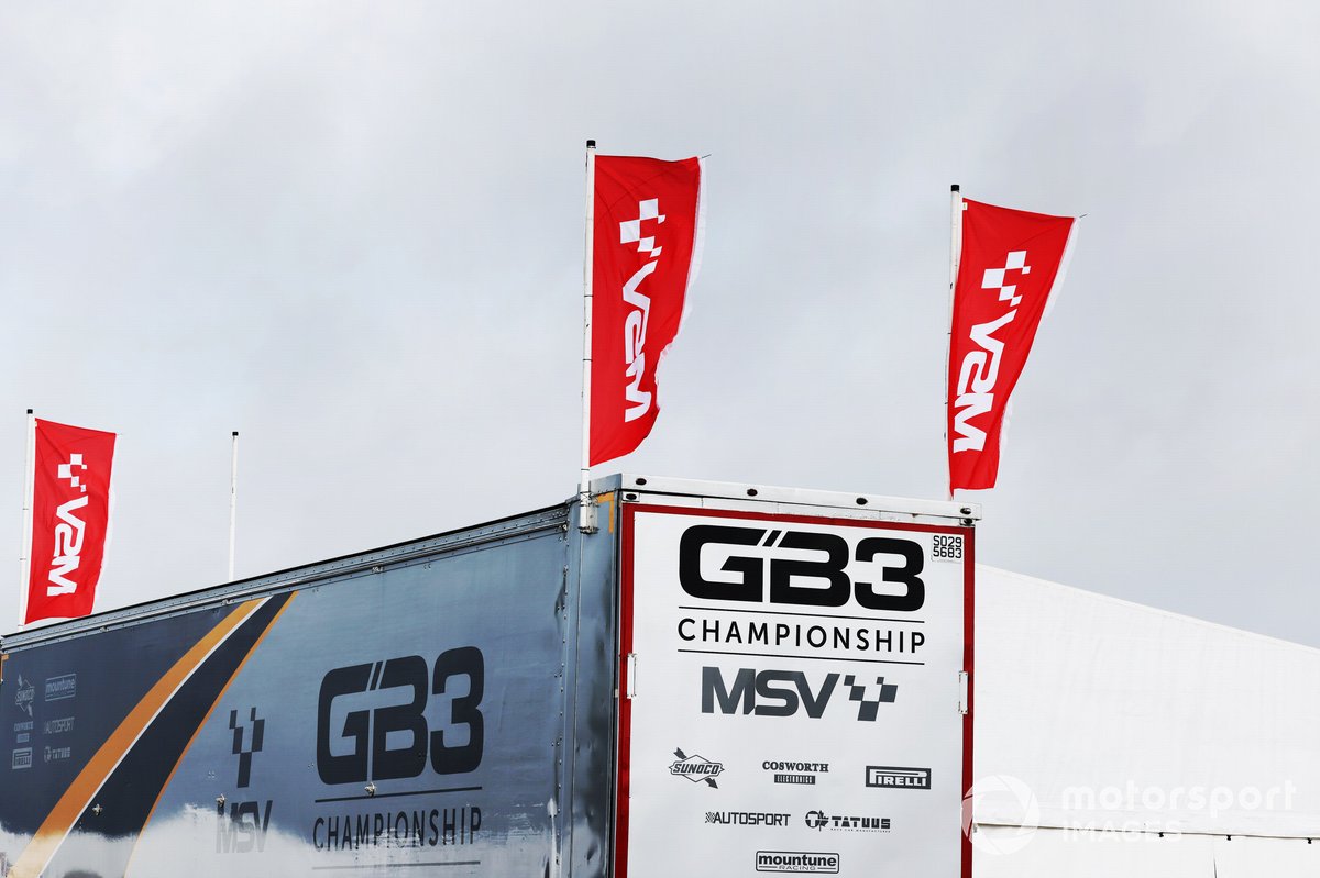 Freshly-applied GB3 logos adorn the scrutineering truck at Snetterton