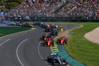 Lewis Hamilton, Mercedes AMG F1 W10, Sebastian Vettel, Ferrari SF90, Charles Leclerc, Ferrari SF90, Max Verstappen, Red Bull Racing RB15, Kevin Magnussen, Haas F1 Team VF-19, Romain Grosjean, Haas F1 Team VF-19