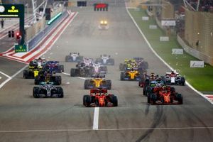 Sebastian Vettel, Ferrari SF90 leads Charles Leclerc, Ferrari SF90 at the start of the race followed by Valtteri Bottas, Mercedes AMG W10 and Lewis Hamilton, Mercedes AMG F1 W10 