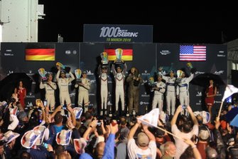 GTE Pro Podium, #81 BMW Team MTEK BMW M8 GTE: Martin Tomczyk, Nicky Catsburg, Alexander Sims, #91 Porsche GT Team Porsche 911 RSR: Richard Lietz, Gianmaria Bruni and #67 Ford Chip Ganassi Racing Ford GT: Andy Priaulx, Harry Tincknell