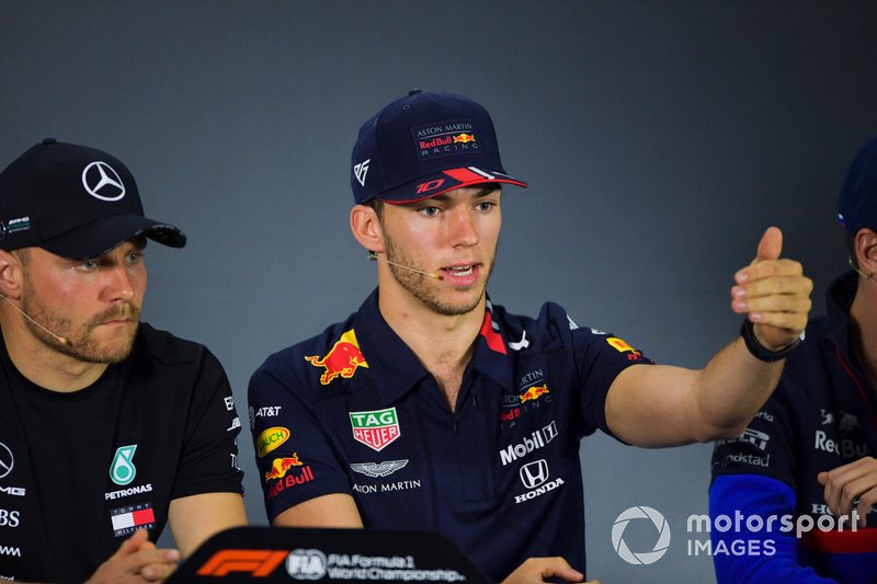 Valtteri Bottas, Mercedes AMG F1 and Pierre Gasly, Red Bull Racing in Press Conference