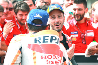 Il vincitore della gara Andrea Dovizioso, Ducati Team, Marc Marquez, Repsol Honda Team