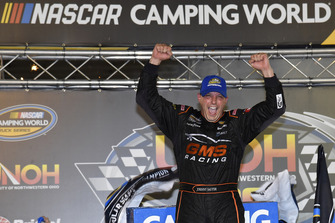 Johnny Sauter, GMS Racing, Chevrolet Silverado GMS Fabrication, wins NASCAR Camping World Truck Series, UNOH 200 at Bristol Motor Speedway.