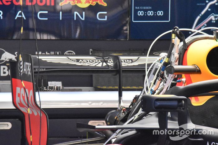 Detalle del alerón trasero del Red Bull Racing RB14 