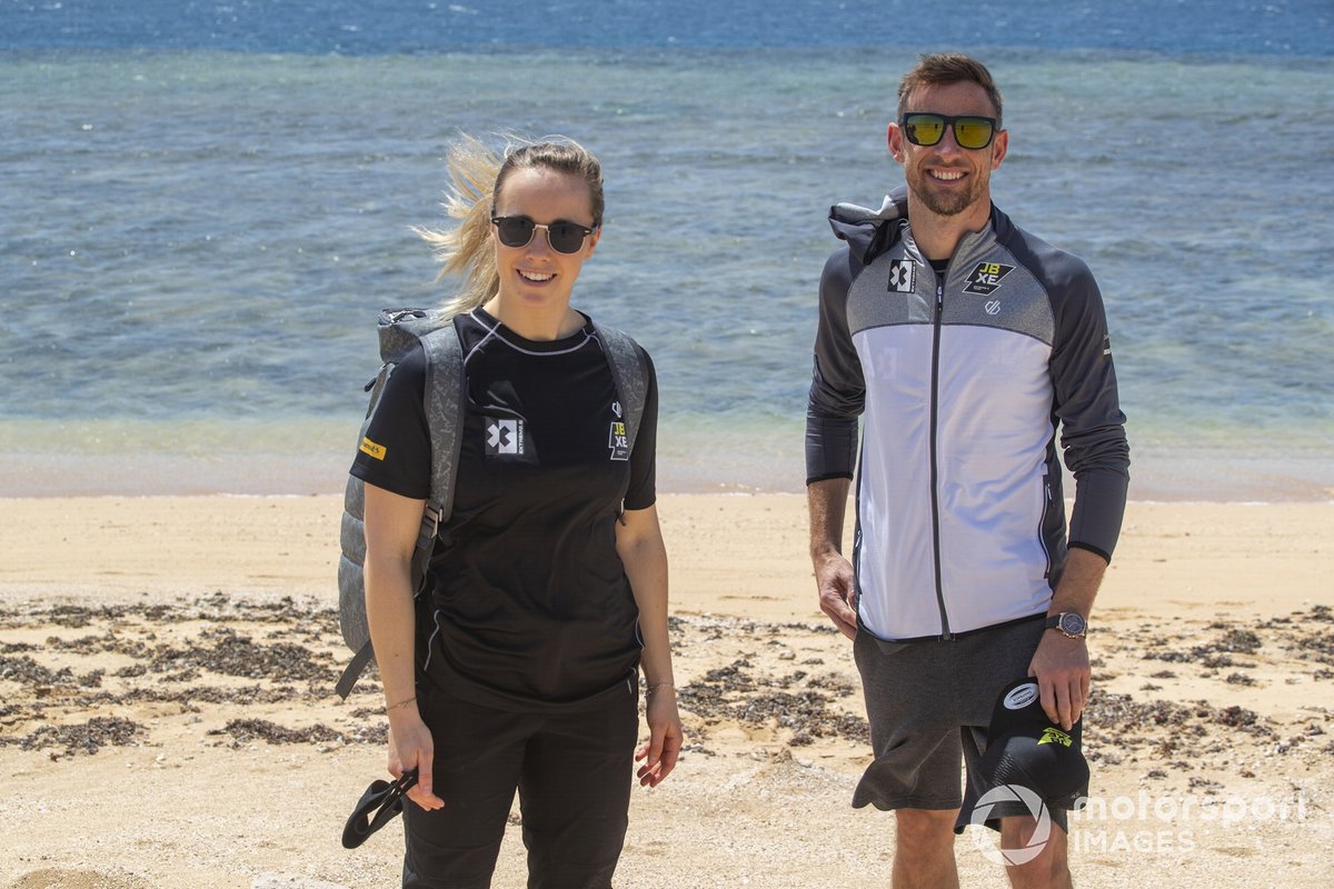 Mikaela Ahlin-Kottulinsky, JBXE Extreme-E Team, y Jenson Button, JBXE Extreme-E Team