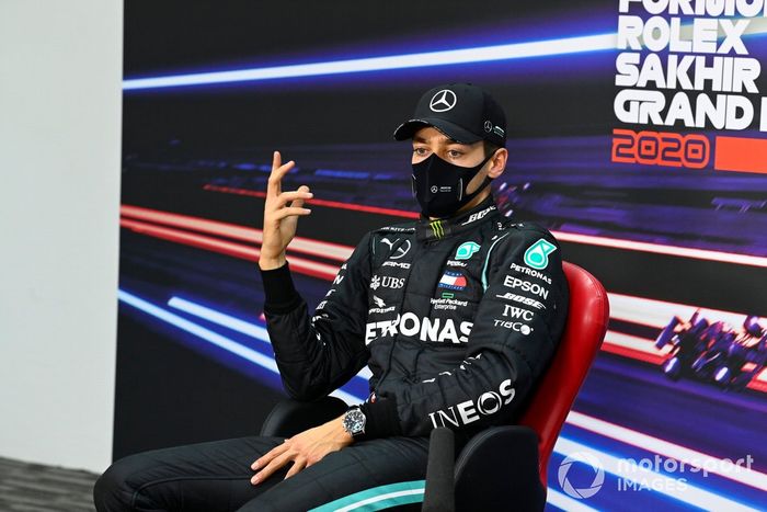 George Russell, Mercedes-AMG F1 en la conferencia de prensa