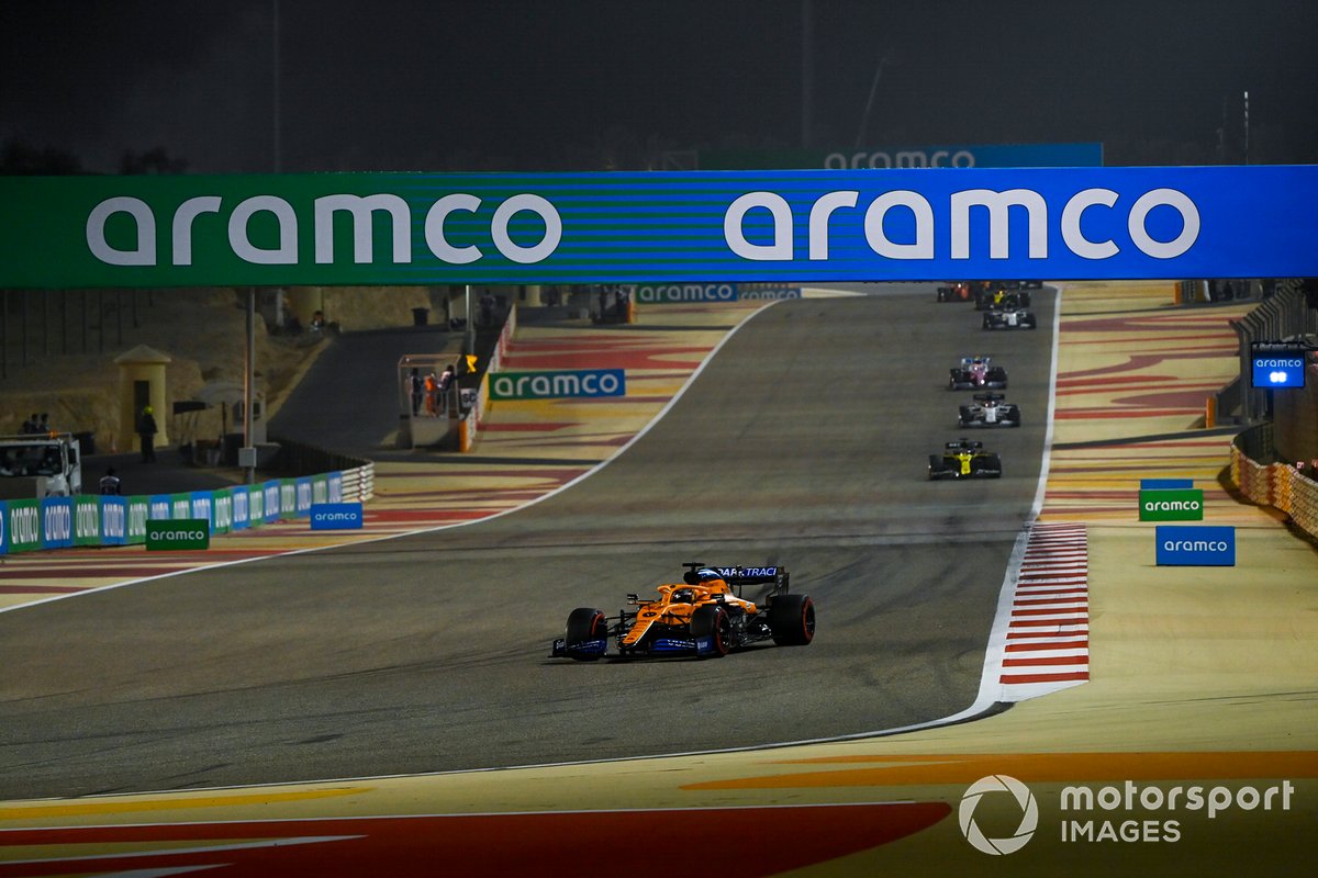 Carlos Sainz Jr., McLaren MCL35, Daniel Ricciardo, Renault F1 Team R.S.20, and Daniil Kvyat, AlphaTauri AT01