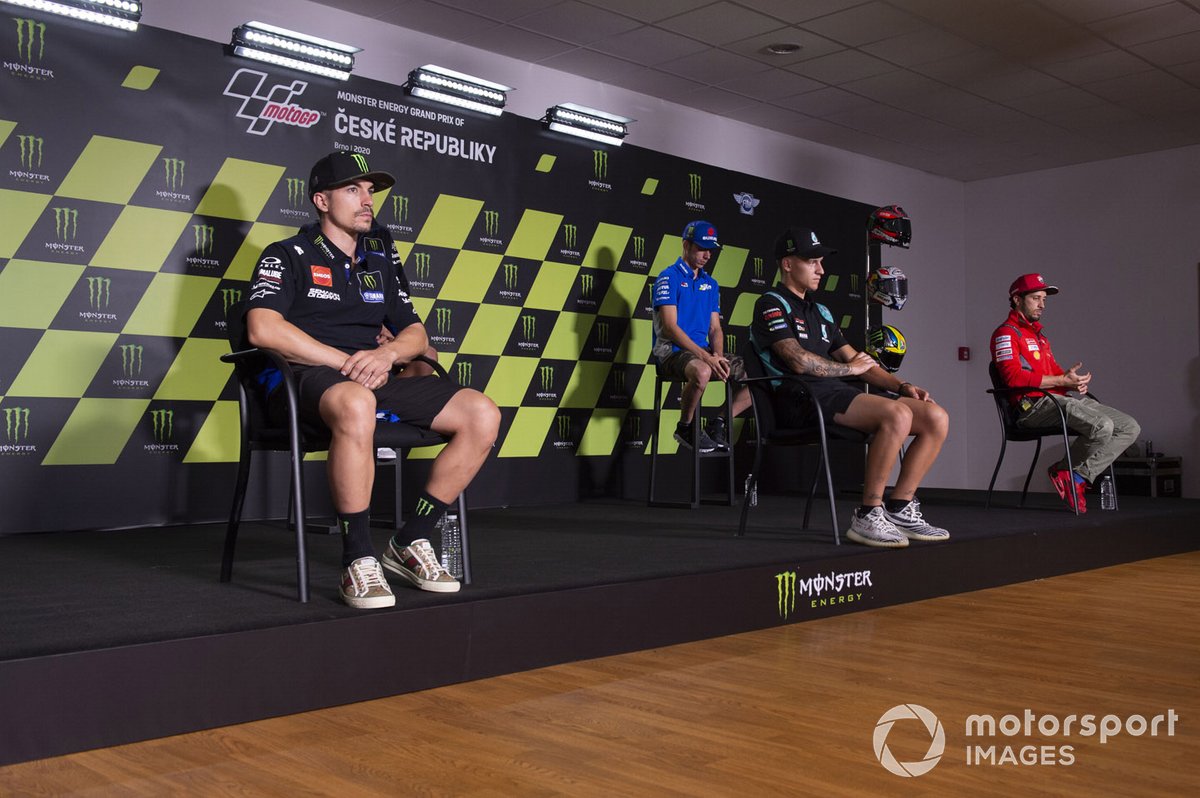 conferencia de prensa Takaaki Nakagami, Team LCR Honda, Maverick Viñales, Yamaha Factory Racing, Valentino Rossi, Yamaha Factory Racing, Fabio Quartararo, Petronas Yamaha SRT, Joan Mir, Team Suzuki MotoGP, Andrea Dovizioso, Ducati Team