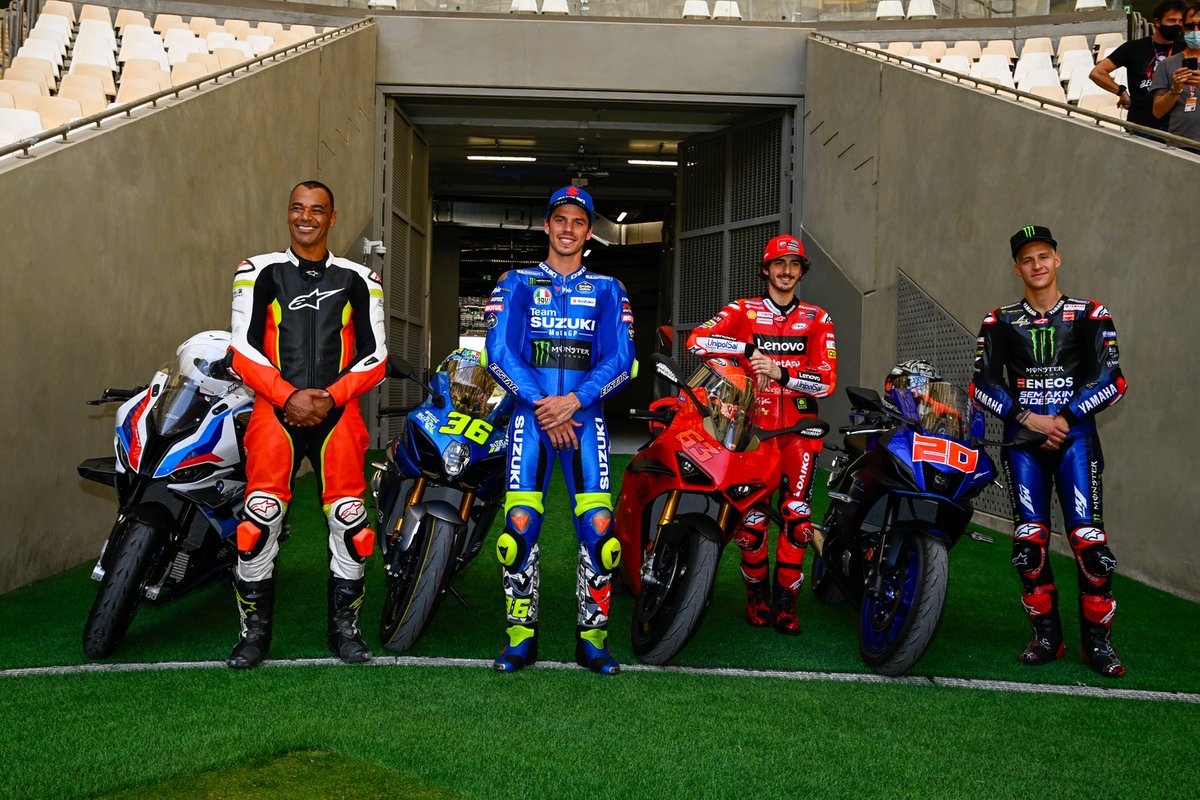 Cafu, former professional footballer, Joan Mir, Team Suzuki MotoGP, Francesco Bagnaia, Ducati Team, Fabio Quartararo, Yamaha Factory Racing