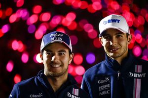 Sergio Perez, Racing Point Force India, and Esteban Ocon, Racing Point Force India