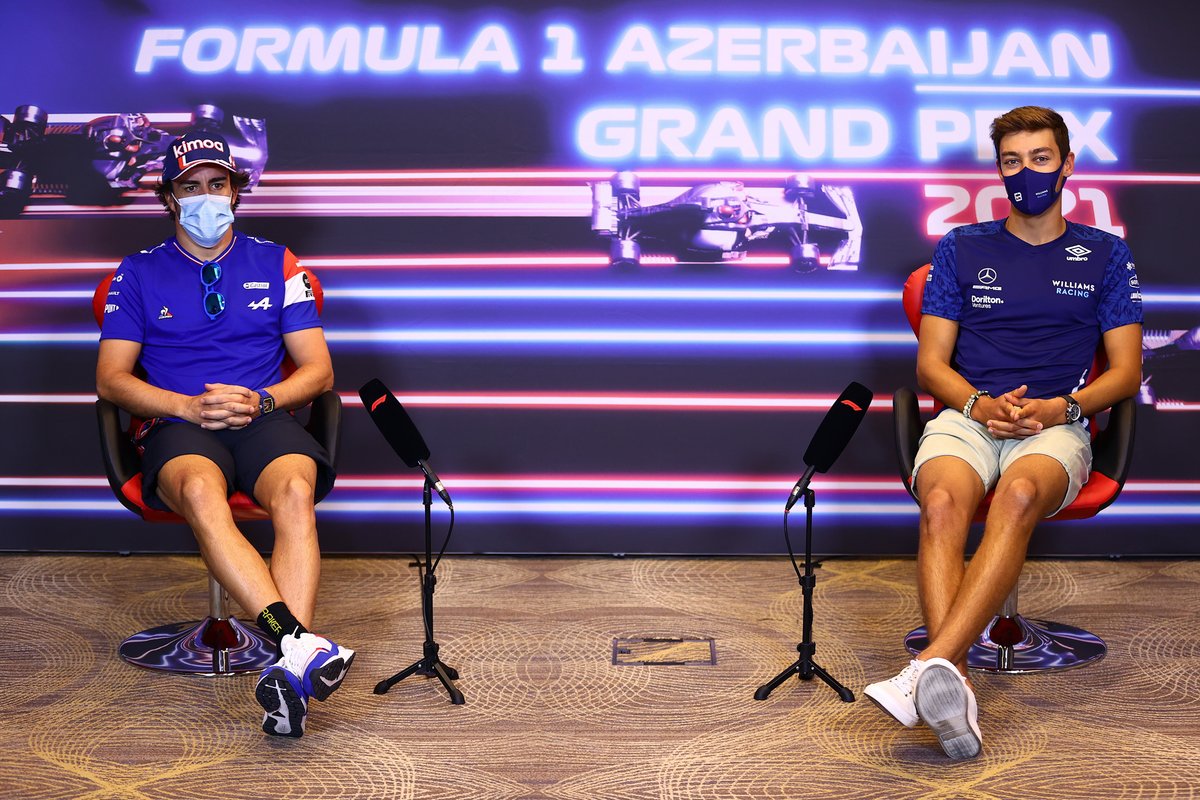 Fernando Alonso, Alpine Y George Russell, Williams en la conferencia de prensa