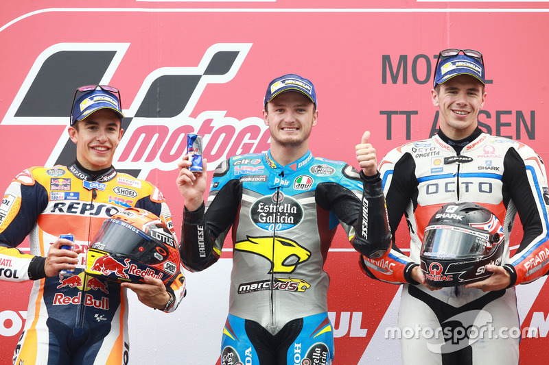 Podio: il vincitore della gara Jack Miller, Marc VDS Racing Honda, il secondo classificato Marc Marquez, Repsol Honda Team, il terzo classificato Scott Redding, Pramac Racing