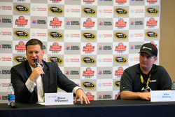 (R-L) Mike Downey, Microsoft Principal Evangelist for Sports, and NASCAR Executive Vice President and Chief Racing Development Officer Steve O'Donnell