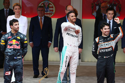 Podium: race winner Lewis Hamilton, Mercedes AMG F1, second place Daniel Ricciardo, Red Bull Racing, third place Sergio Perez, Sahara Force India