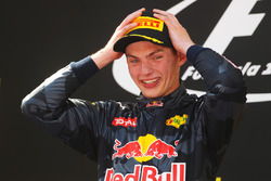 Race winner Max Verstappen, Red Bull Racing celebrates on the podium