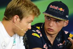 Nico Rosberg, Mercedes AMG F1 and Max Verstappen, Red Bull Racing in the FIA Press Conference