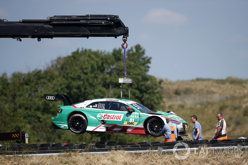 The car of Nico Müller, Audi Sport Team Abt Sportsline after the crash