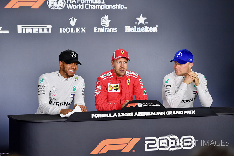 Lewis Hamilton, Mercedes-AMG F1, Sebastian Vettel, Ferrari ve Valtteri Bottas, Mercedes-AMG F1